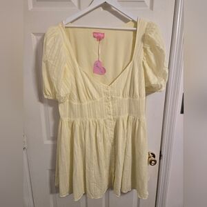 Sugar Thrillz Shock Gonna Wrangle Me Puff Sleeve Mini Dress Yellow Size 2X